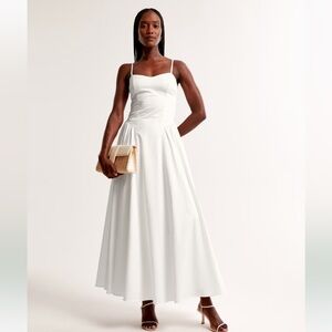 Abercrombie and fitch dipped waist sweetheart maxi dress in white